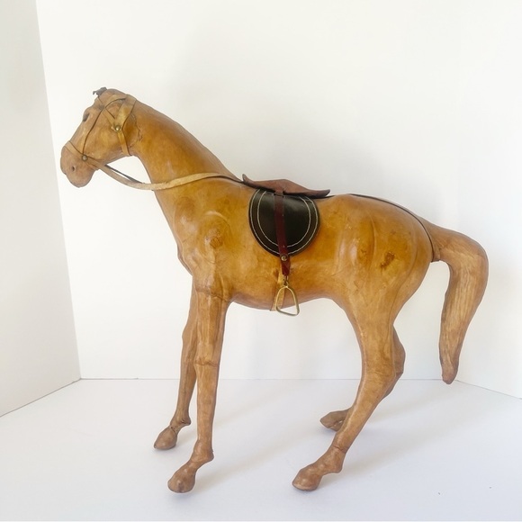Vintage Leather Horse Sculpture - Picture 2 of 9